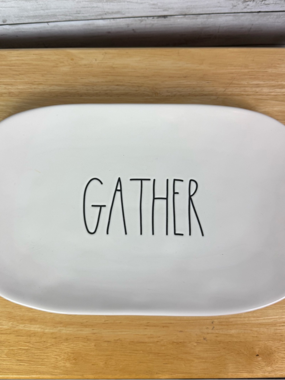 Rae Dunn GATHER White Ceramic Serving Platter